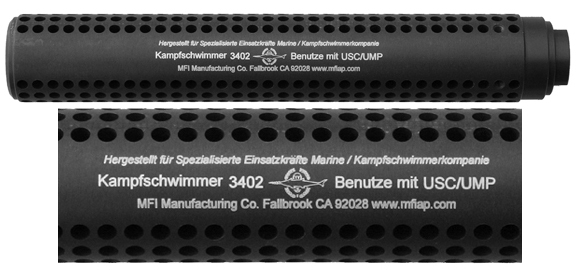 MFI M4 Style Fake Silencer for HK USC45 with Kompfswimmer German GSG5 Special Forces Marking
