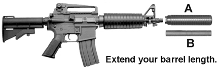 MFI M4 Style Fake Silencer with weld on extension for 10.5 inch AR15 Upper